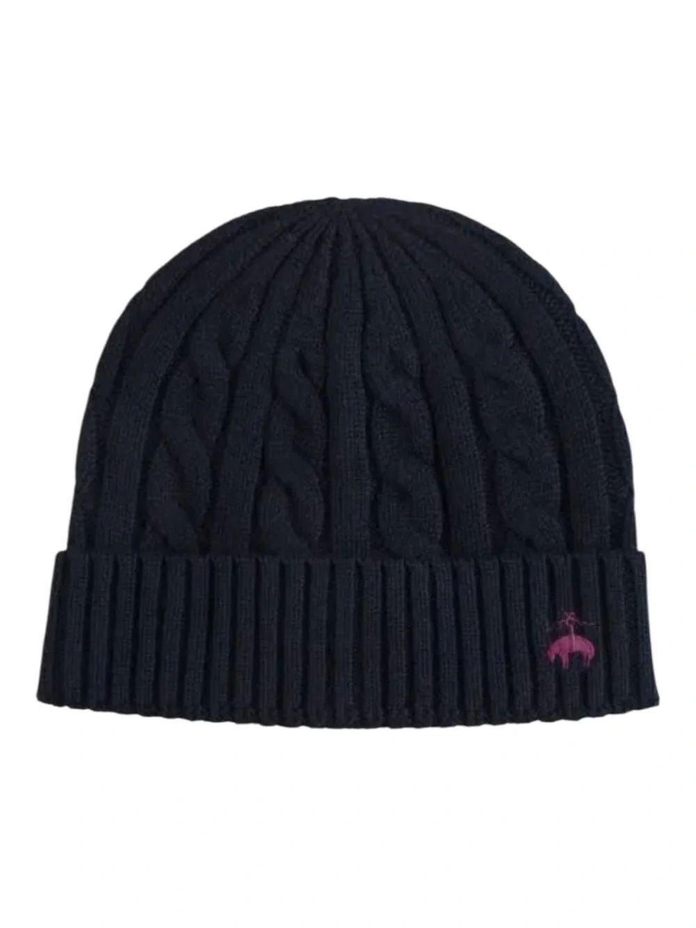 Brooks Brothers Cashmere Blend Classic Cable Hat, Black, NWOT